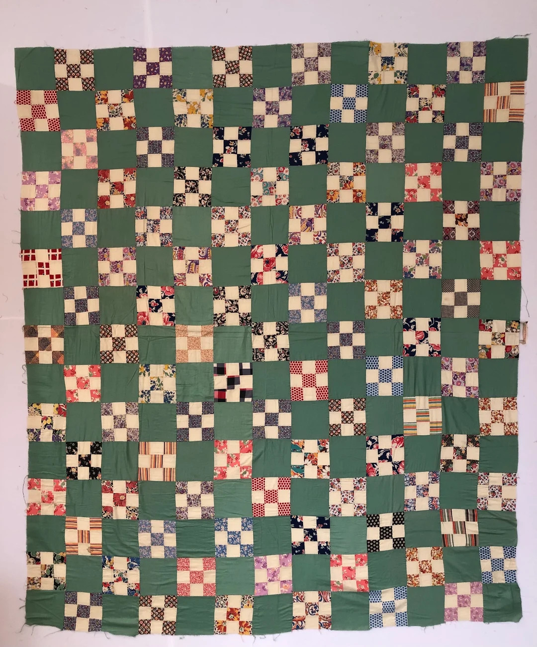 1940's Nine-patch Quilt Top FREE SHIPPING - Etsy | Etsy (US)
