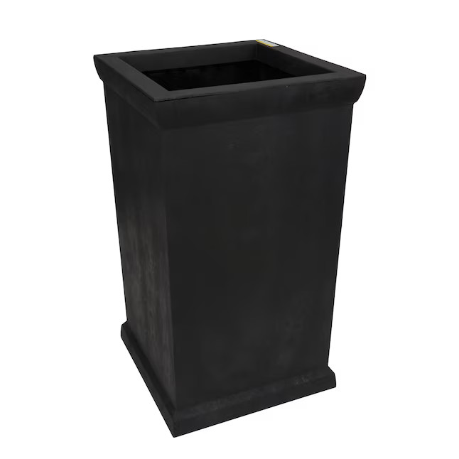 allen + roth Square 14.9-in W x 26-in H x 14.9-in D Black Rubber Indoor/Outdoor with Self Waterin... | Lowe's