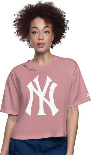 STARTER Women's Starter Pink New York Yankees Play the Ball Boxy Cropped T-Shirt | Nordstrom | Nordstrom