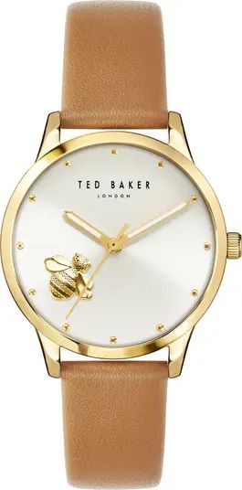 Ted Baker London Fitzrovia Bee Leather Strap Watch, 34mm | Nordstrom | Nordstrom