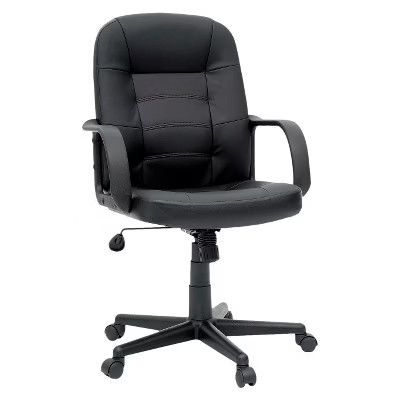 Office Dorm Chair Bonded Leather Black - Room Essentials™: Ergonomic Swivel, Adjustable Height,... | Target