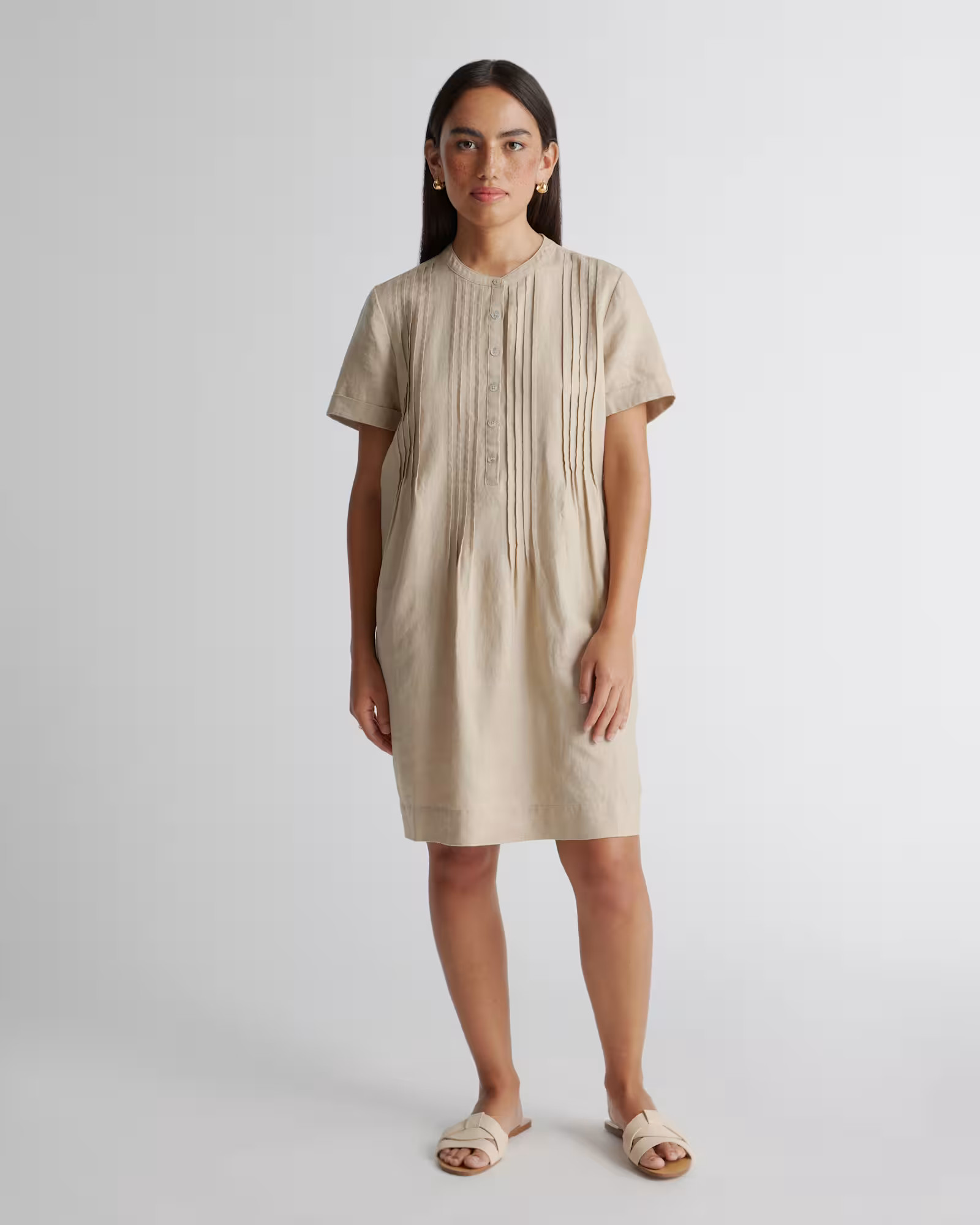 100% European Linen Short Sleeve Swing Dress | Quince