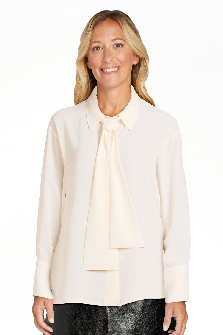 Scoop Women's Tie Neck Shirt with Long Sleeves, XS-XXL | Walmart (US)