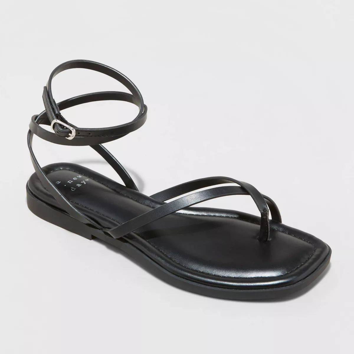 Women's Luisa Ankle Strap Thong Sandals - A New Day™ Black 7.5 | Target