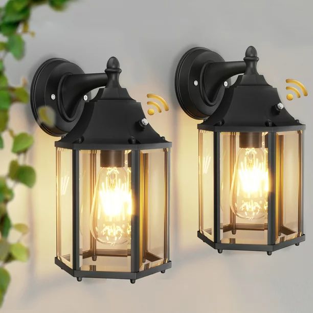 Outdoor Light Fixture Wall Sconce Black 2 Pack Porch Lights Outdoor Wall Lantern Dusk to Dawn Out... | Walmart (US)