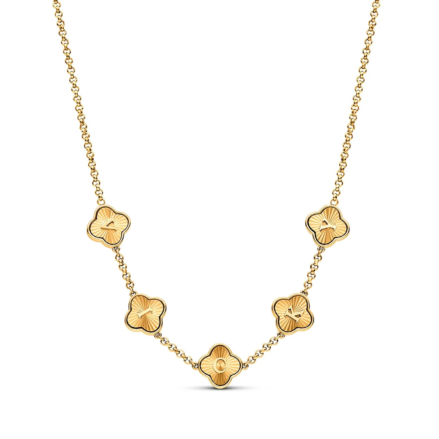 Textured Clover Custom Name Necklace (Gold) | Abbott Lyon