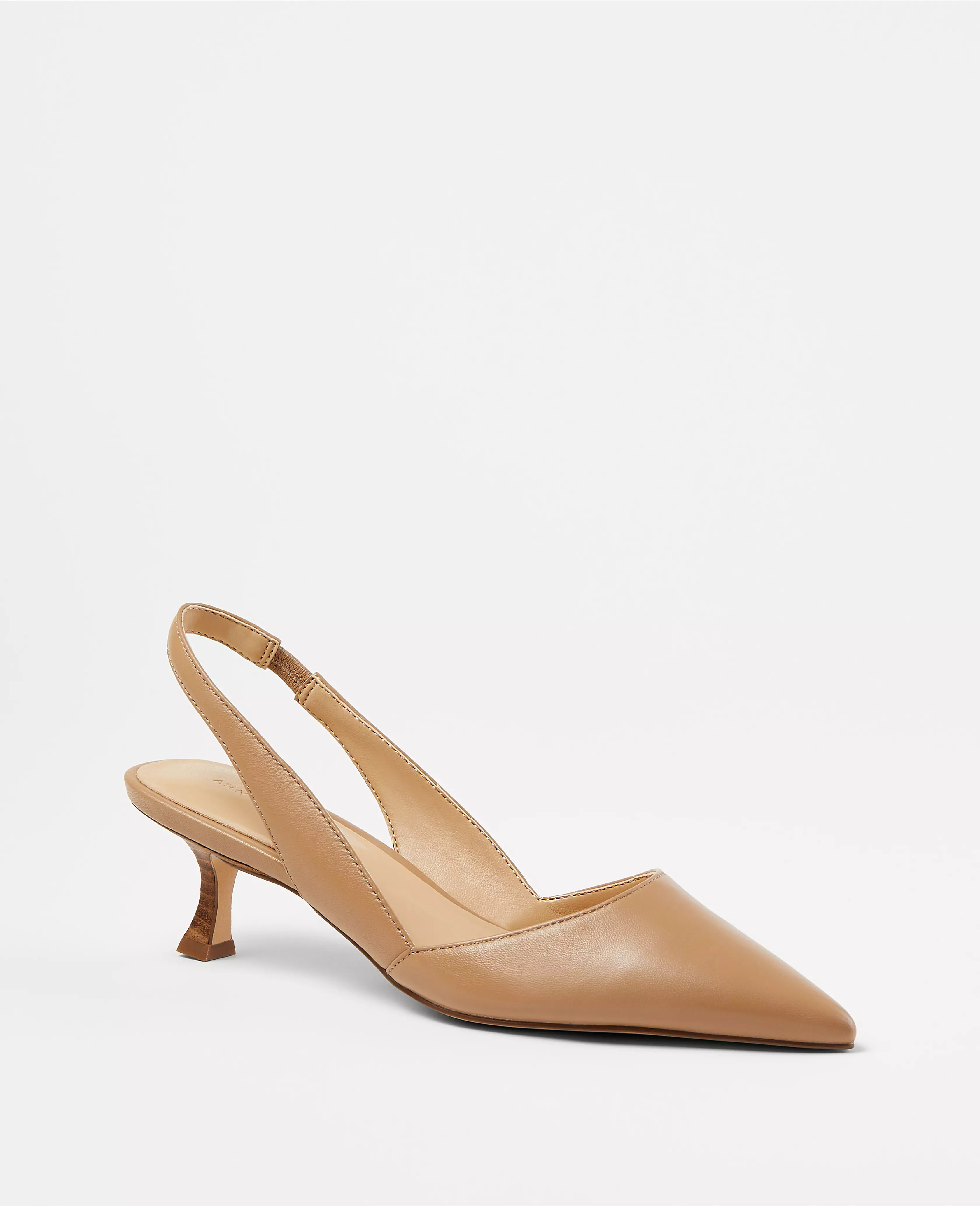 Leather Slingback Kitten Heel Pumps | Ann Taylor (US)