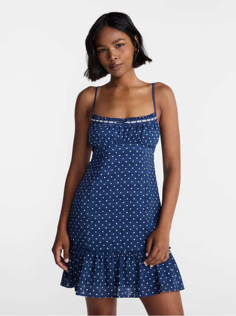 No Boundaries Drop Ruffle Mini Dress, Women\u2019s XXS-XXL | Walmart (US)