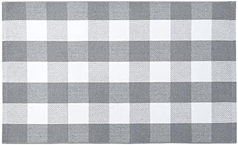 EARTHALL Buffalo Plaid Outdoor Rug Grey 27.5 x 43 Inches Cotton Hand-Woven Checkered Front Door M... | Amazon (US)
