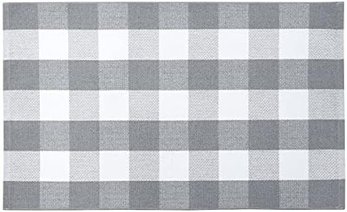 EARTHALL Buffalo Plaid Outdoor Rug Grey 27.5 x 43 Inches Cotton Hand-Woven Checkered Front Door M... | Amazon (US)