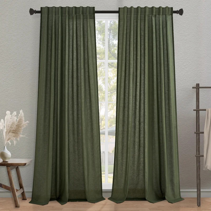 Dennan Light-Filtering Curtain with Back Tab Hooks (Set of 2) | Wayfair North America