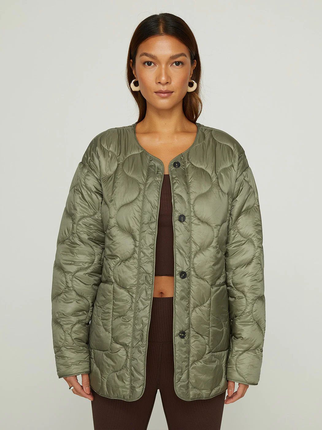 Quilted Jacket - Silvery-Green | Carbon38