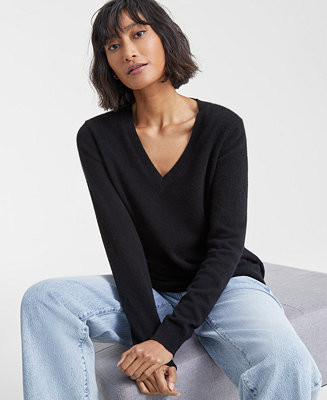 Charter Club 100% Cashmere Women's V-Neck Long-Sleeve Sweater, Regular & Petites, Created for Mac... | Macy's