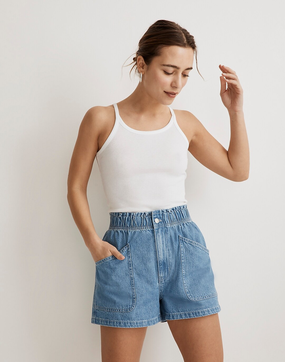 Denim Pull-On Paperbag Utility Shorts in Arcwood Wash | Madewell