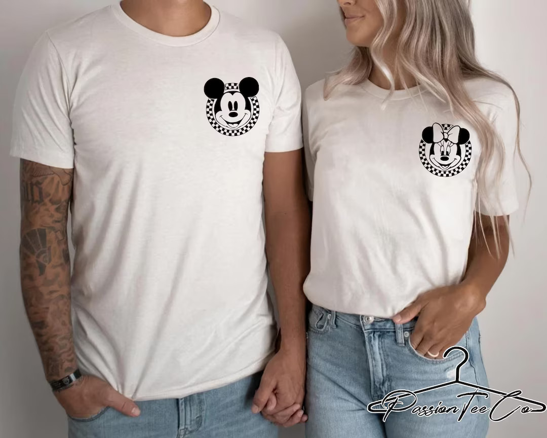 Disney Retro Pocket Size Print Shirts, Minnie Checkered Shirt, Disney World Family Shirts, Mickey... | Etsy (US)