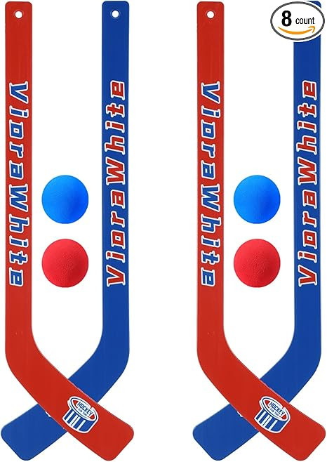 8 Pcs Mini Knee Hockey Stick and Ball Set Knee Hockey Set Includes 4 Mini Sticks and 4 Foam Balls... | Amazon (US)