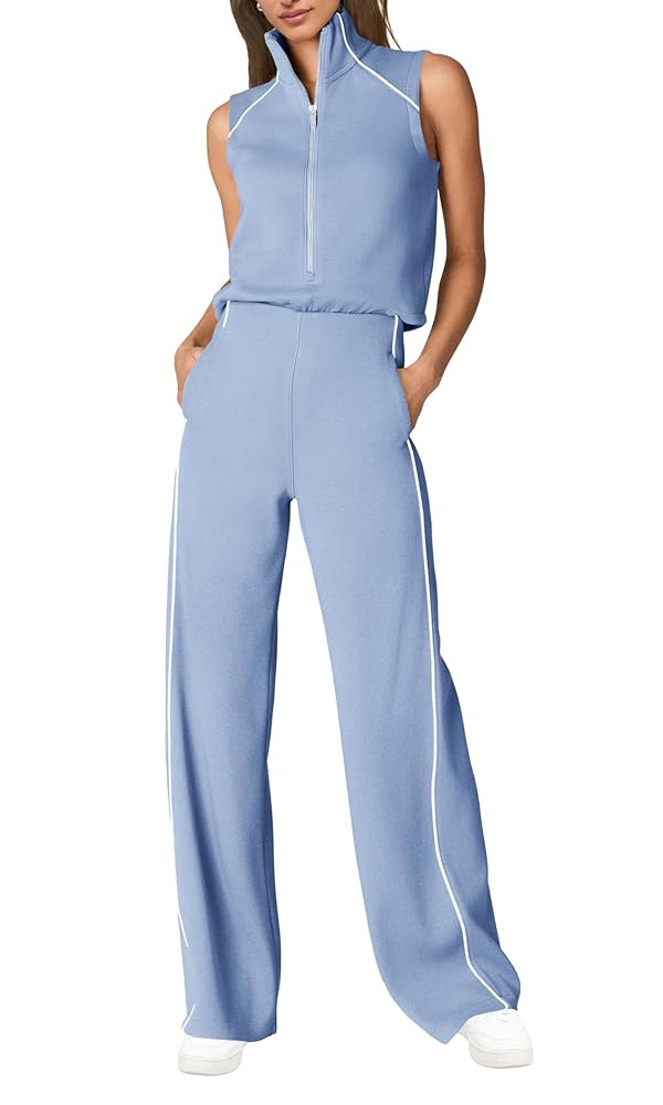 SENSERISE Womens Summer Jumpsuits Dressy Casual Sleeveless Mock Neck Top Wide Leg Pants Romper wi... | Amazon (US)