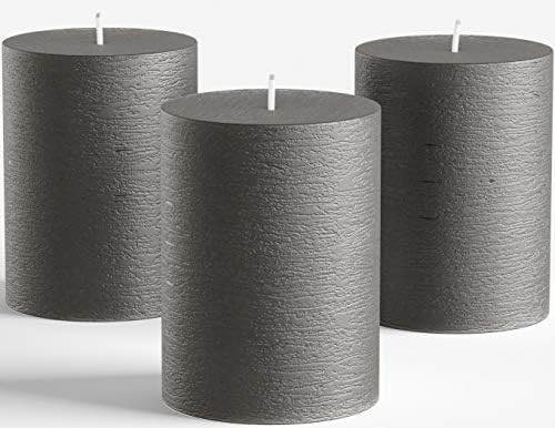 Set of 3 Pillar Candles 3" x 4" Unscented Handpoured Weddings, Home Decoration, Restaurants, Spa, Ch | Amazon (US)