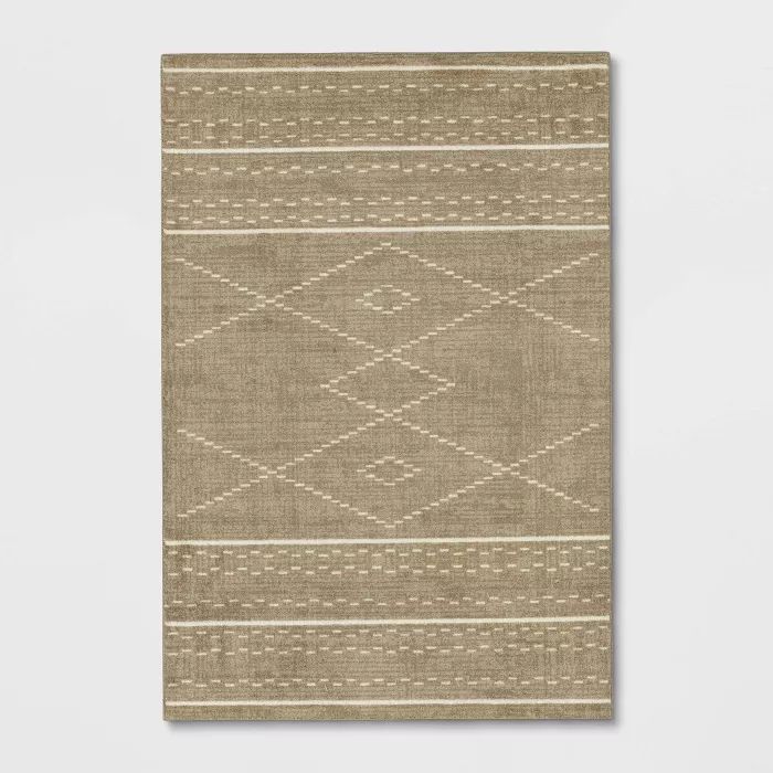 Parkman Washable Border Diamond Rug Tan - Threshold™ | Target