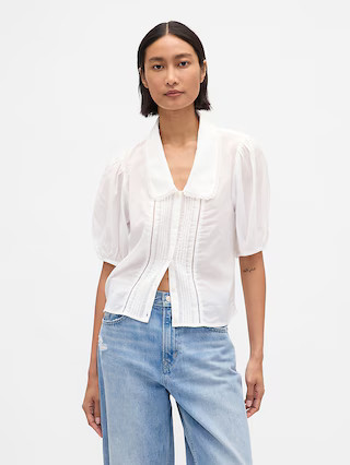Puff-Sleeve Collared Top | Gap (US)