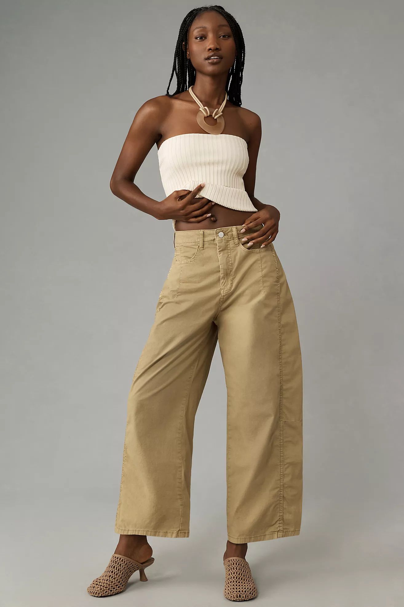 The Kenna Mid-Rise Heritage Barrel Pants by Pilcro | Anthropologie (US)