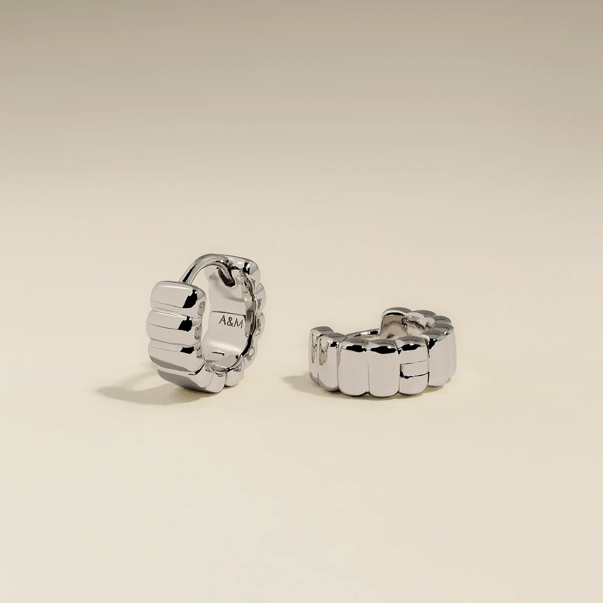 Ridged Huggies in Silver | Astrid & Miyu UK