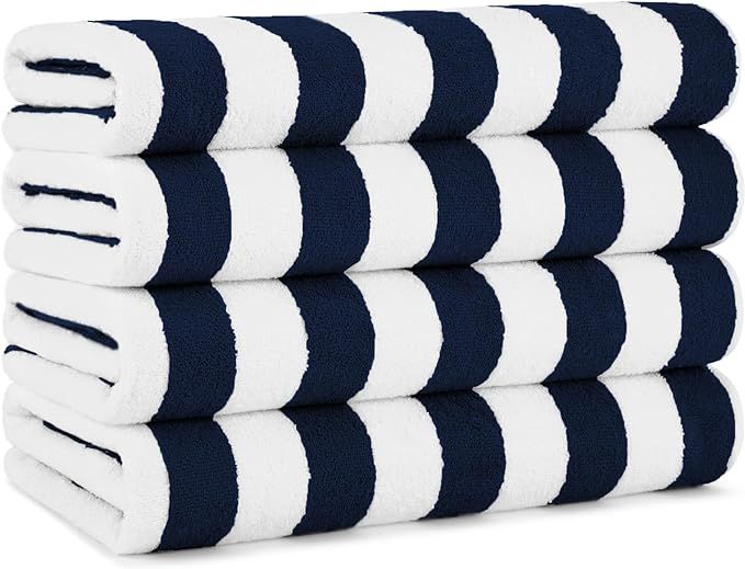 Arkwright California Cabana Stripe Beach Towel - Pack of 4 - Large Soft Quick Dry Cotton Terry To... | Amazon (US)