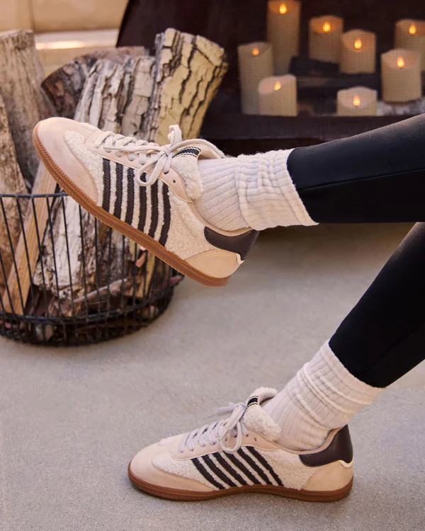 Emison Striped Shearling Sneakers | VICI