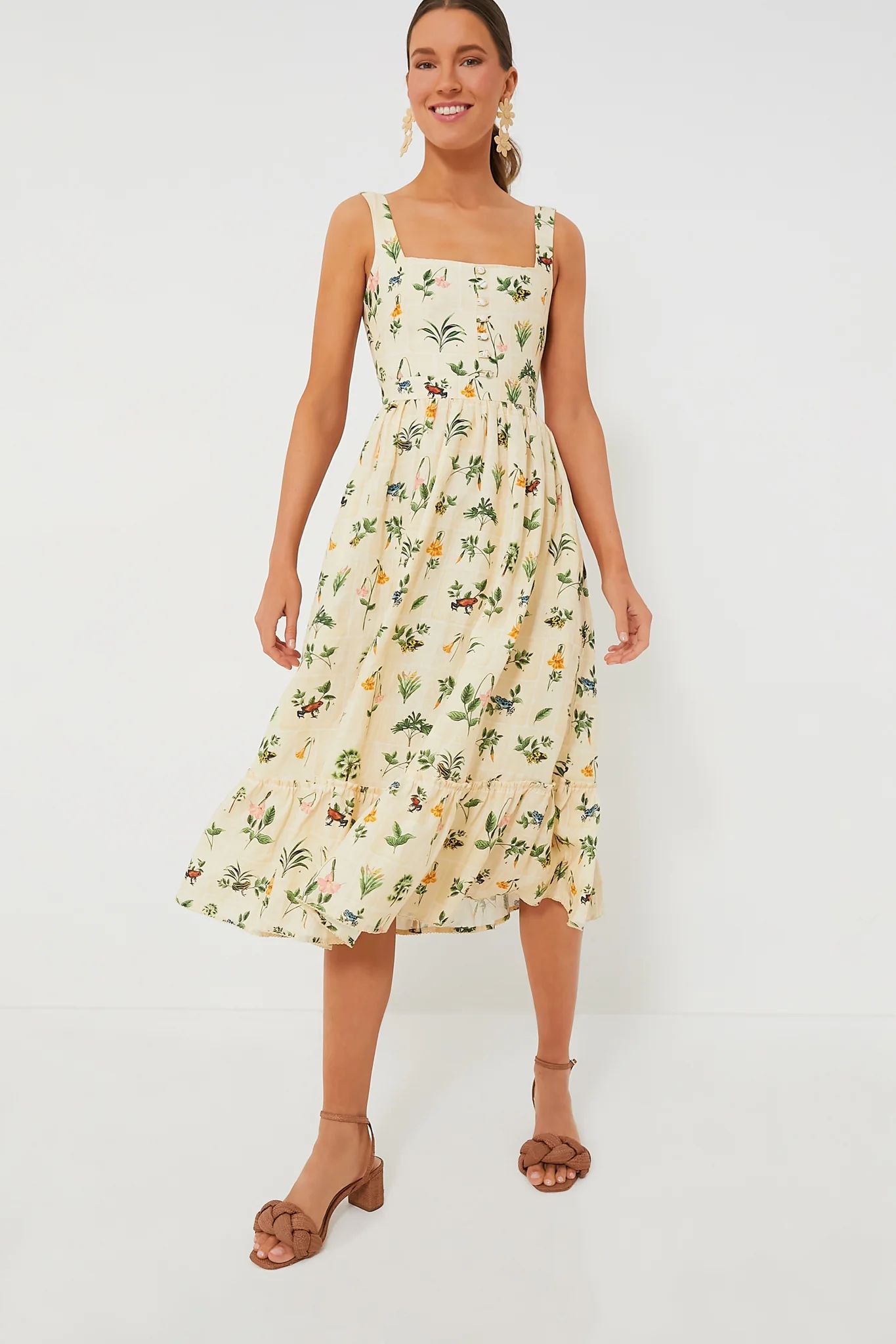 Exclusive Ivory Floral Melon Midi Dress | Tuckernuck (US)