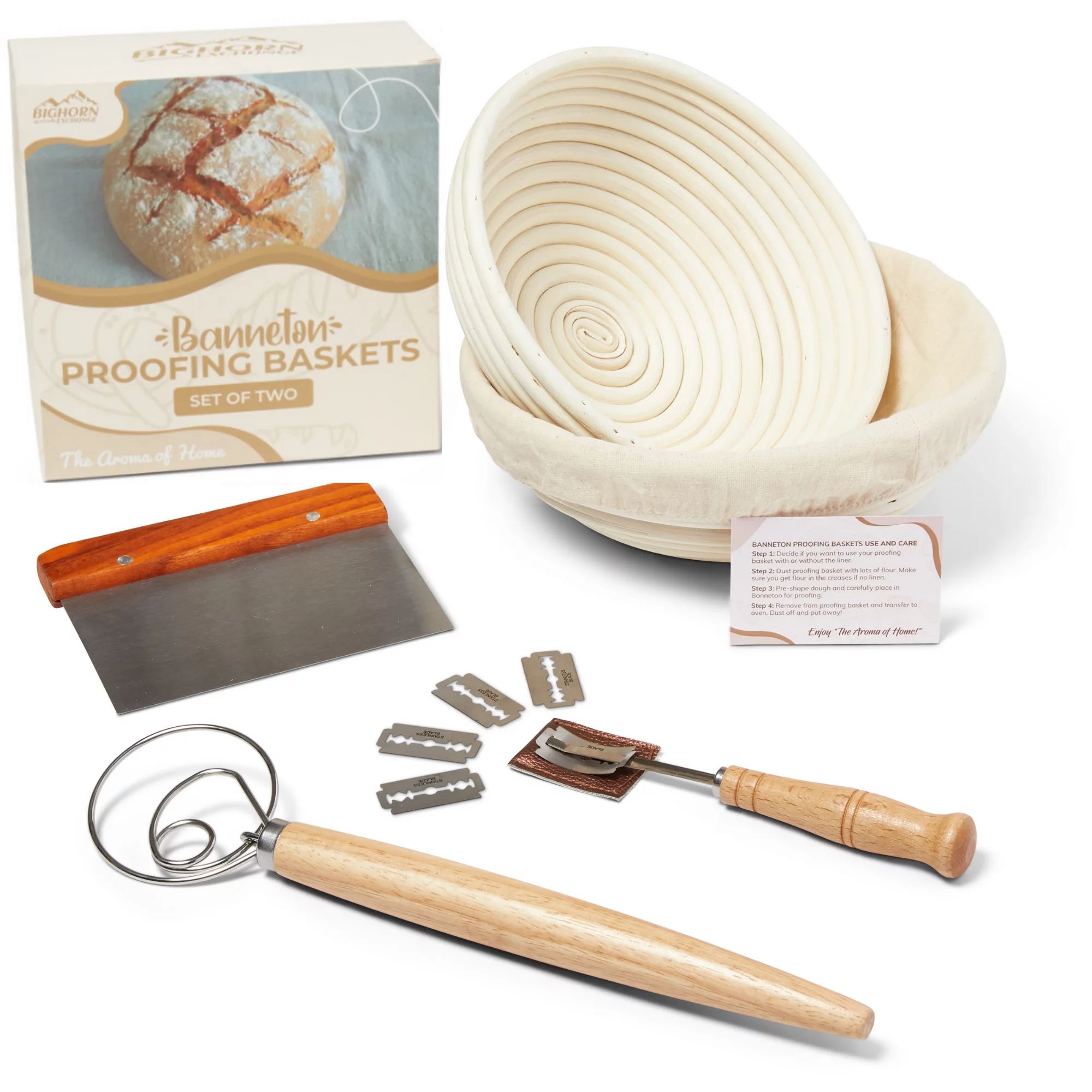 Bighorn Exchange Banneton Proofing Baskets Set of 2 - Banneton Set - Sourdough Starter Bread Baki... | Walmart (US)