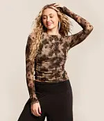 Flocked Polka Dot Washed Top | Buckle