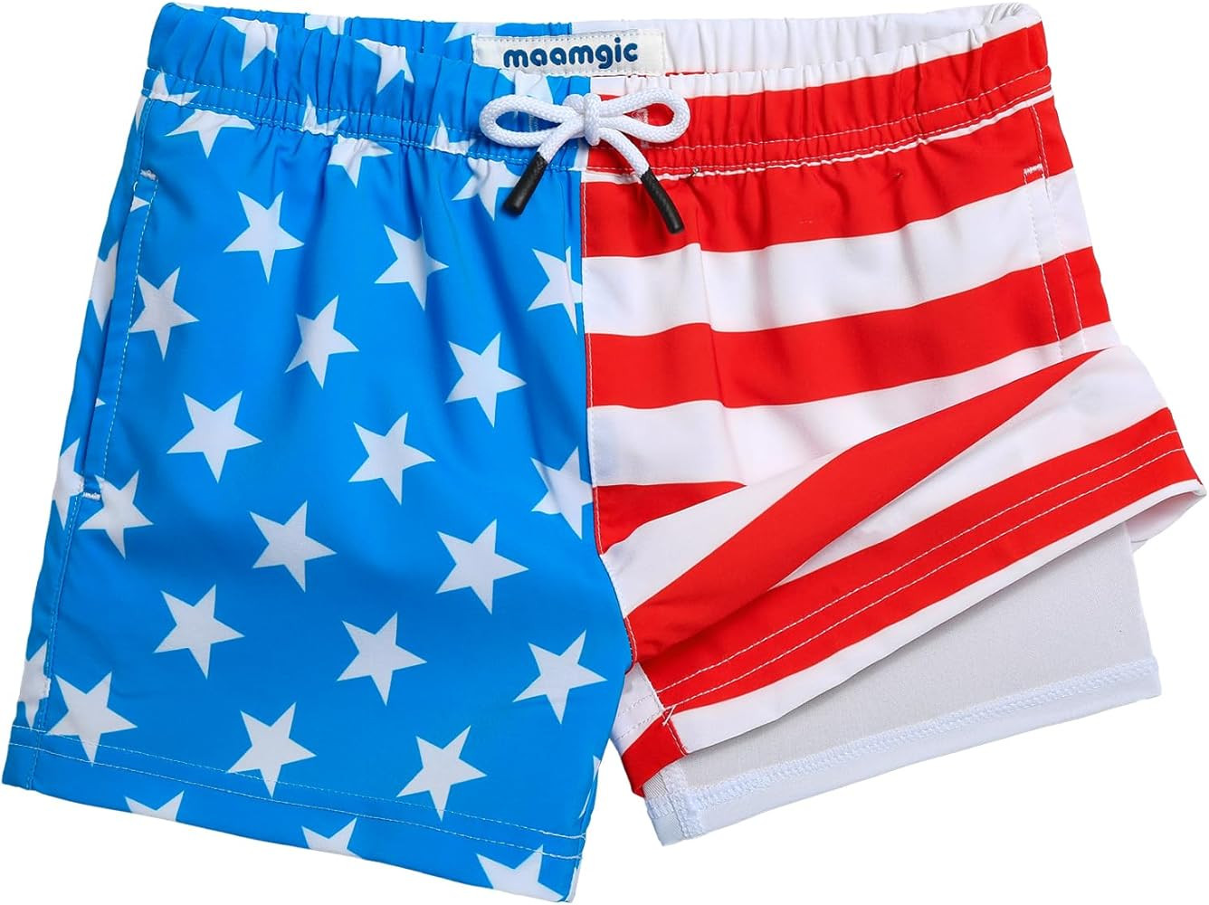 maamgic Boys Swim Trunks with Compression Liner Toddler Stretch Swim Shorts | Amazon (US)