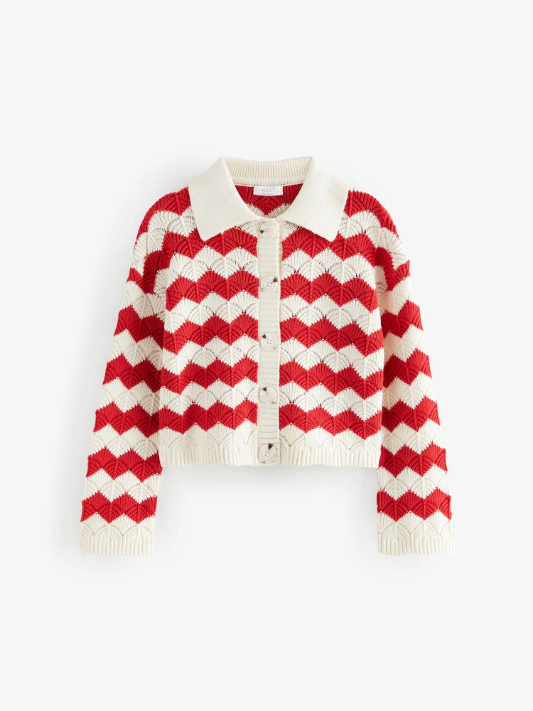 Buy Rust Brown 100% Cotton Boxy Collar Cardigan (3-16yrs) from Next USA | Next US