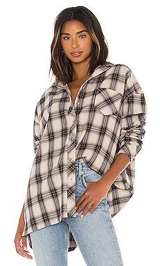 Lovers and Friends Gela Oversized Top in Nude Plaid from Revolve.com | Revolve Clothing (Global)