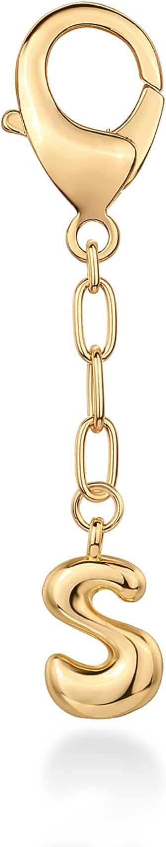 PAVOI 14K Gold Plated Bubble Letter Bag Charm for Handbags - Gold Initial Letter Keychain for Wom... | Amazon (US)
