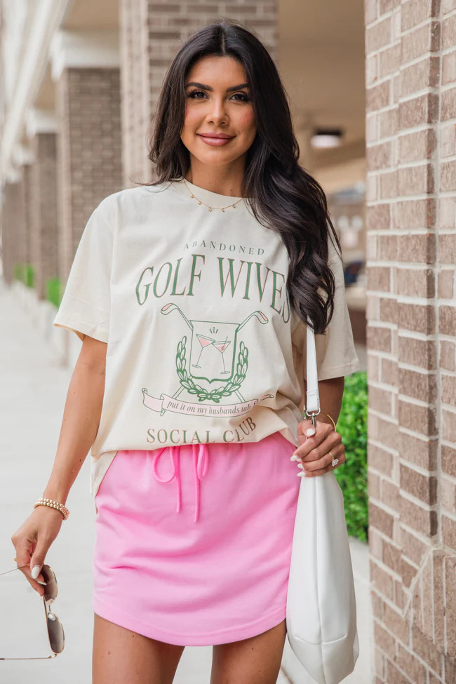 Golf Wives Social Club Ivory Oversized Graphic Tee SALE | Pink Lily