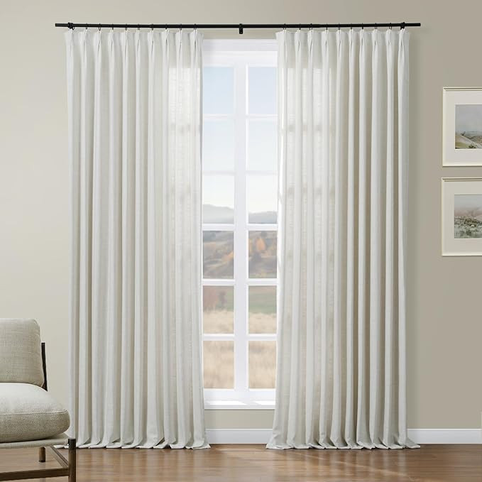 Drapifytex Faux Linen Pinch Pleated Curtain, Room Darkening Bedroom Drapery Curtain, 56 Inches Wi... | Amazon (US)