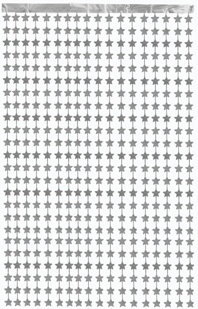 Silver Foil Party Fringe Curtains,Tinsel Shimmer Curtain Party Backdrop Decorations,Pack of 2 | Amazon (US)