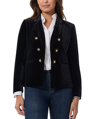 Jones New York Women's Velvet Faux Double-Breasted Jacket - Macy's | Macy's