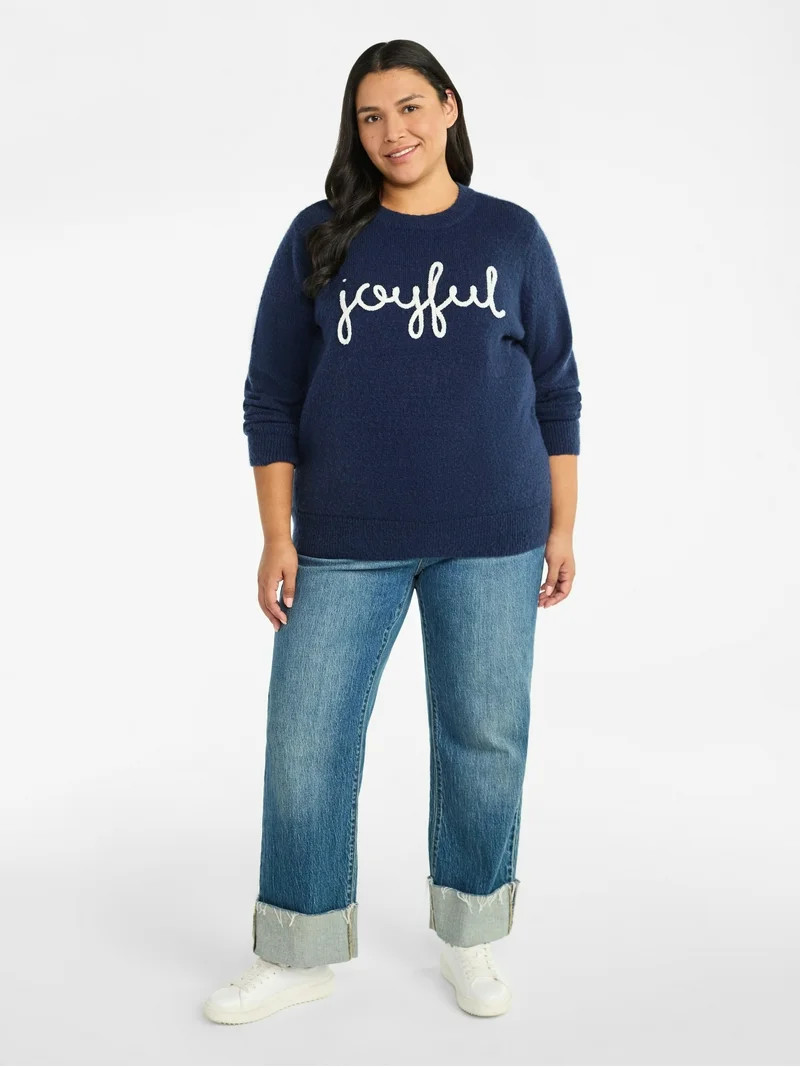 Terra & Sky Women's Plus Holiday Talking Sweater, Midweight, Sizes 0X-4X | Walmart (US)