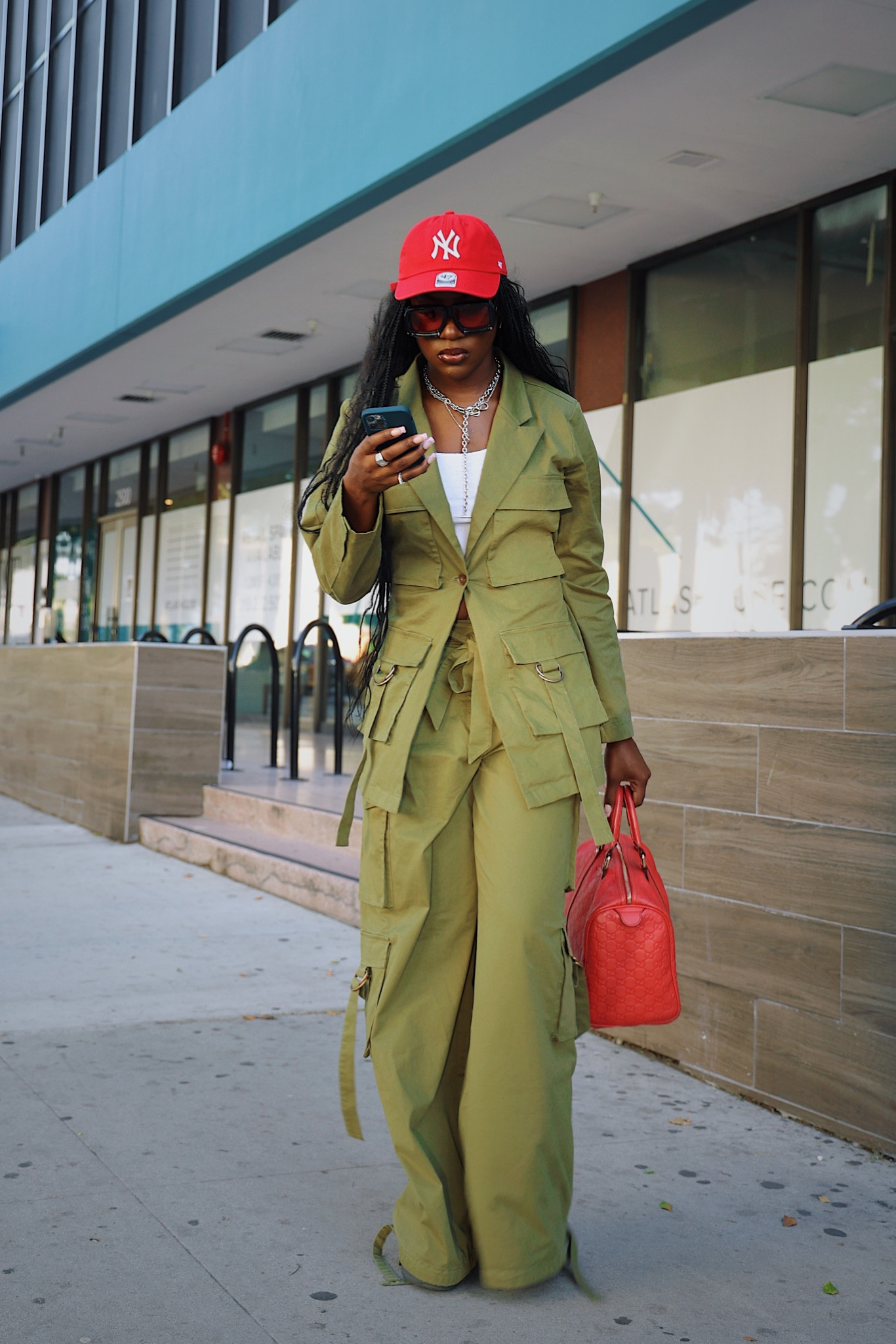 Pop of red is a trend but I love this notorious Kia set from Amazon it is a size large top and medium bottom 