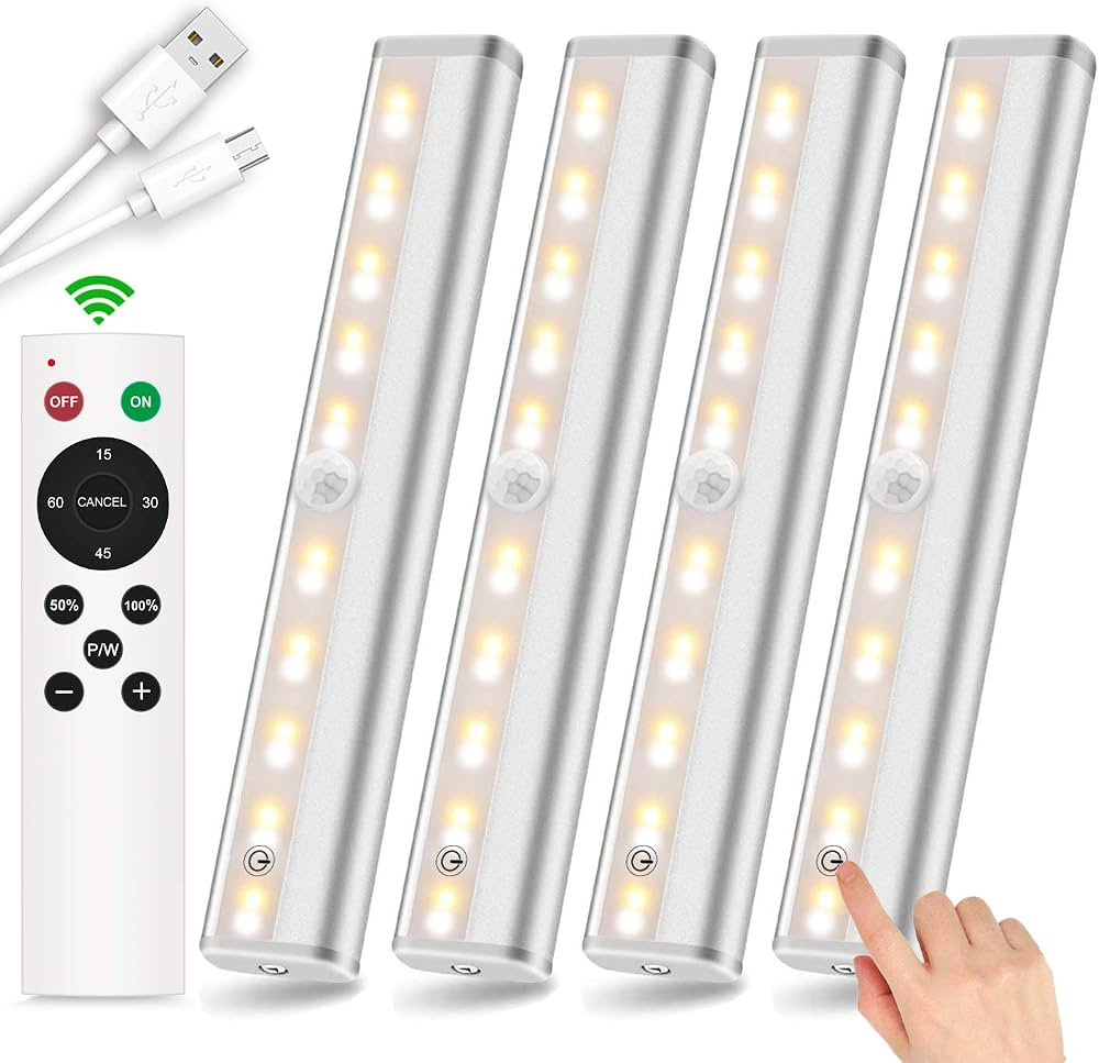 SZOKLED Wireless Under Cabinet Lighting Remote Control Rechargeable 20LED Closet Light Dimmable U... | Amazon (US)