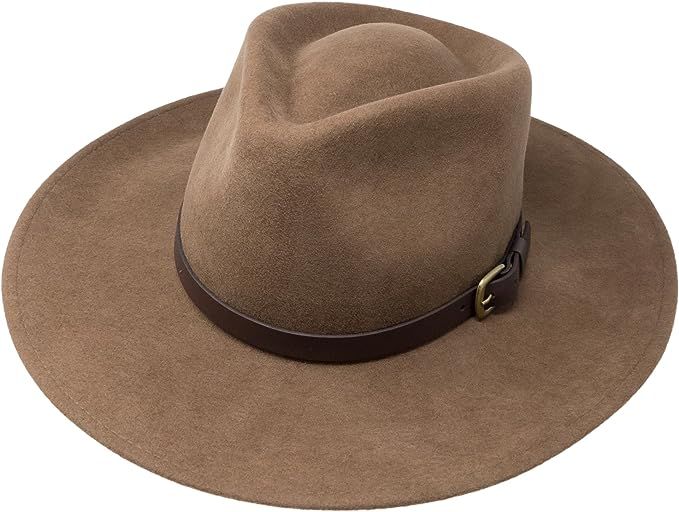 B&S Premium Lewis - Wide Brim Fedora Hat - 100% Wool Felt - Water Resistant - Leather Band | Amazon (US)
