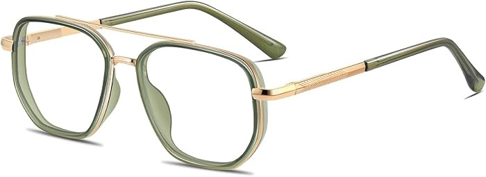 Aviator Blue Light Blocking Glasses for Women Men Trendy Metal Frame Computer TV Eyeglasses Anti Eyestrain | Amazon (US)