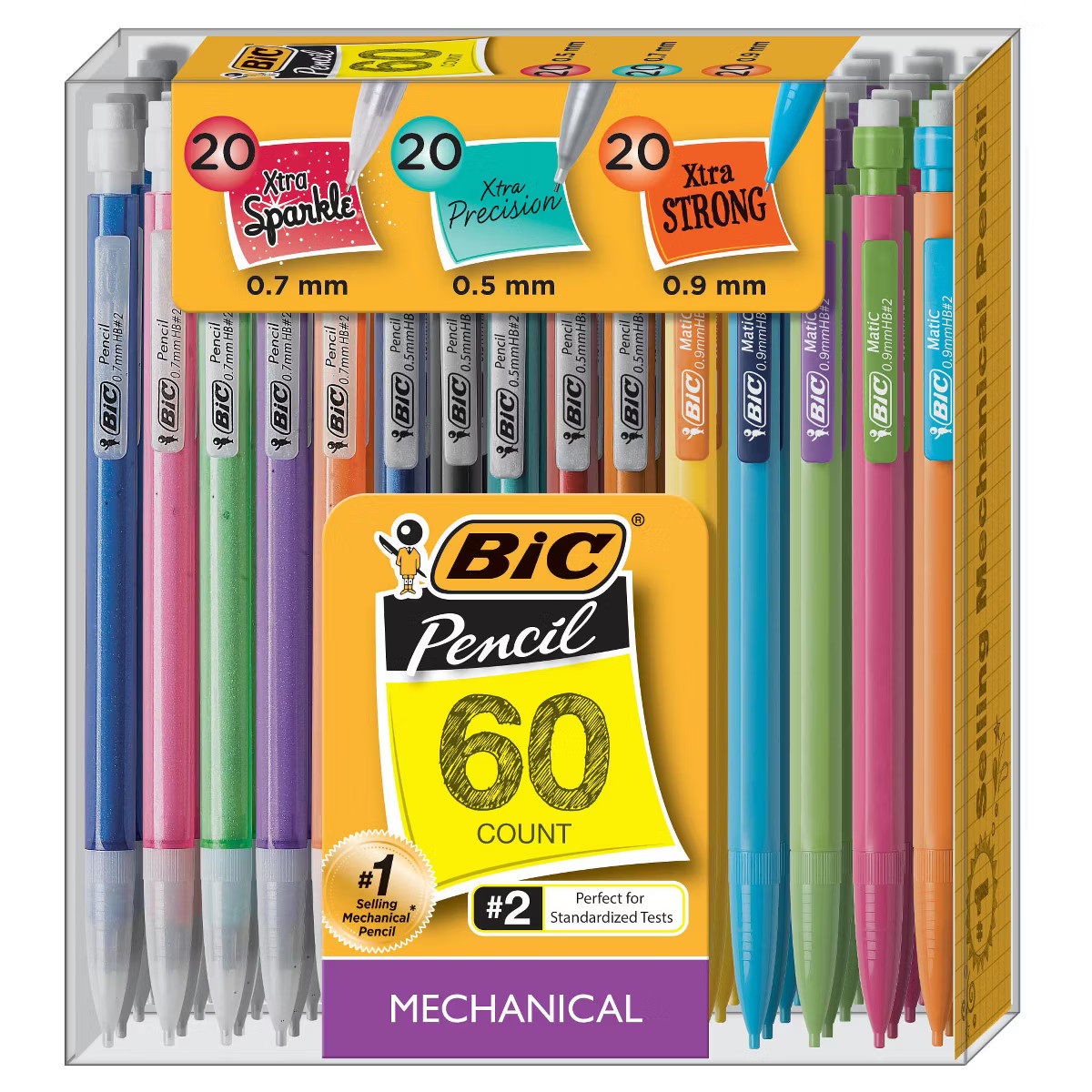 BIC Mechanical #2 Pencil Variety Pack 60ct: School Supplies, 0.7mm, 0.5mm, 0.9mm, Plastic, Pocket... | Target