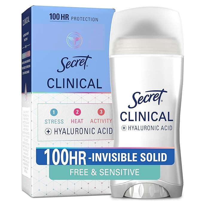 Secret Clinical Strength 100HR Sweat & Odor, Invisible Solid Antiperspirant Deodorant for Women, ... | Amazon (US)