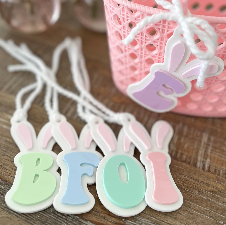 Easter Basket Tag Easter Basket Name Tag Custom Easter Bunny Ear Letter Tag Personalized Easter B... | Etsy (US)