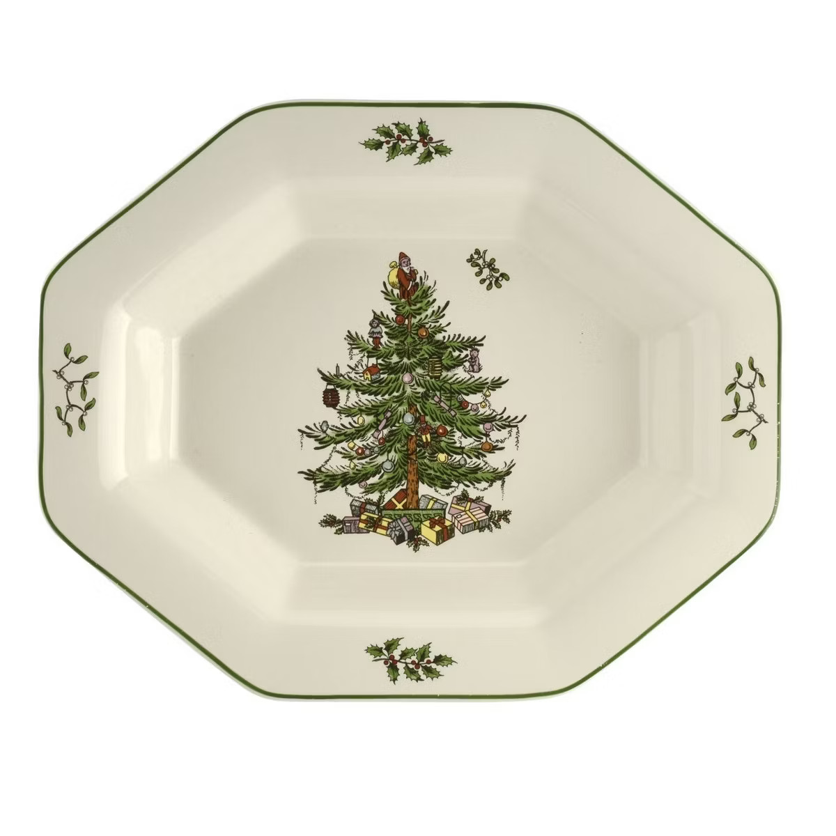 Spode Christmas Tree Octagonal Server - 9.5" Earthenware Tray for Vegetables, Chicken, Holiday Di... | Target