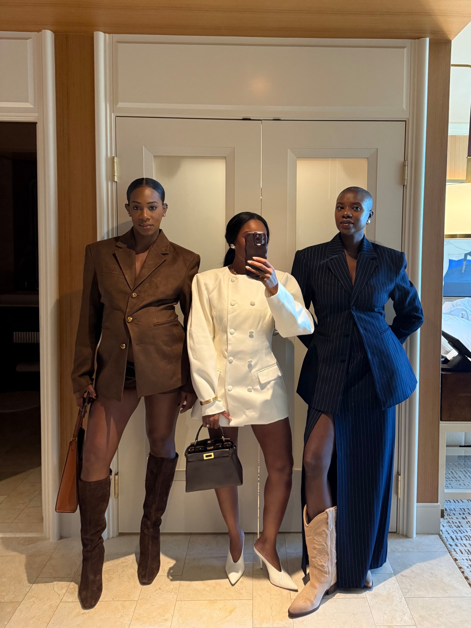 Suiting done right: suede blazer and suede shorts (bump approved), white double breasted blazer dress (runs long, had to hem), navy striped blazer and skirt paired with cowboy boots 

#LTKBump #LTKShoeCrush #LTKStyleTip