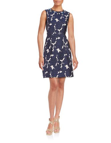 IVANKA TRUMP Floral Jacquard Fit-and-Flare Dress | Lord & Taylor